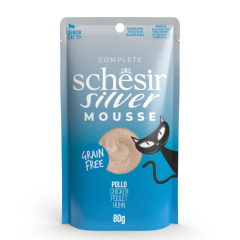 Schesir Silver Mousse voor Senior Katten met Kip 12x80g