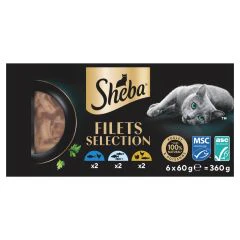 Sheba Filet Selection Snack voor Katten met Kip en Vis 6x60g