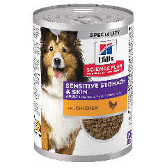 Hill's Science Plan Sensitive Stomach & Skin Nourriture Humide pour Chien Adulte au Poulet 12x370g en Boite