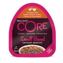 Wellness CORE savoury medleys pour chien de petite race - 85g au poulet, dinde, carottes et haricots