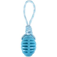 Jouet chien Tpr Rudo Rugby + Corde à Tirer Bleu 33cm
