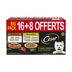 Cesar Big Pack Terrines Classiques + les Recetets de Campagne en Sauce 16+8