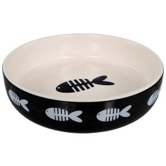 Magic Cat Gamelle En Céramique Avec Motif De Poisson - Noir/blanc - 13x4cm