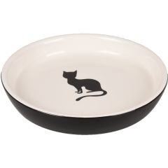 Eetschaaltje Kat Nala Keramisch Rond Zw-wit 180ml 15cm