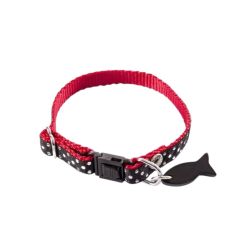 Collier chat noir à pois blancs