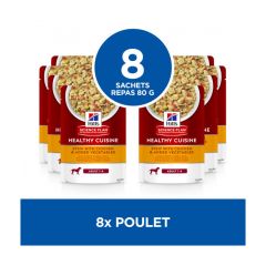 Hill's Science Plan Adult Healthy Cuisine sachets repas mijotés pour chien poulet - 8 Sachets de 80g