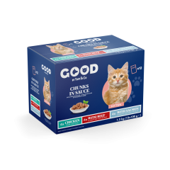 Good Stukjes in Saus voor Kittens met Kip, Rund & Zalm 12x100g