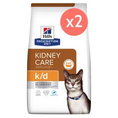 Lot de 2 sacs Hill's Prescription Diet K/d Kidney Care Cat Chicken 3kg