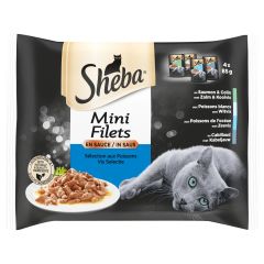 Sheba Mini Filets Vis Selectie In Saus Maaltijdzakjes 4x85g