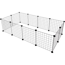 Enclos Modulaire Pour Rongeurs Peter - 12 Panneaux Noir 140x70x35 Cm, Métal, Idéal Pour Cochons D'Inde Et Lapins - 10