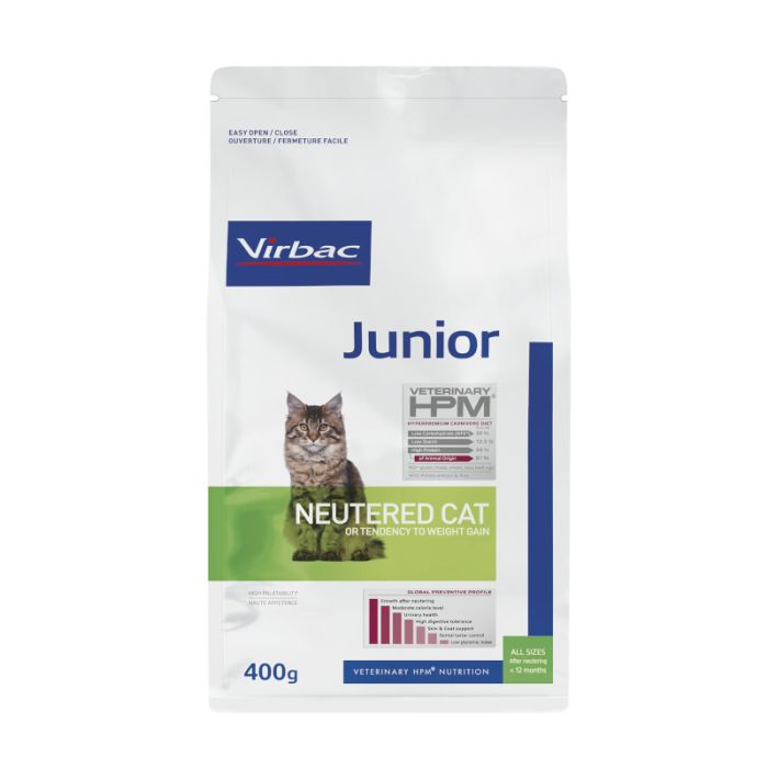 Virbac Veterinary Hpm Junior Neutered Kattenvoer - 400g - Droogvoer Kat Voer Virbac HPM Pharmapets