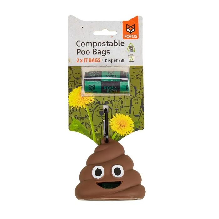 Distributeur Ramasse crottes compostables 34pcs Sacs crottes