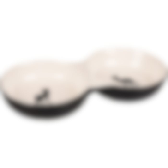 Gamelle Pour La Nourriture Chat Nala Céramique Double Noir-blanc 145ml 2x11cm