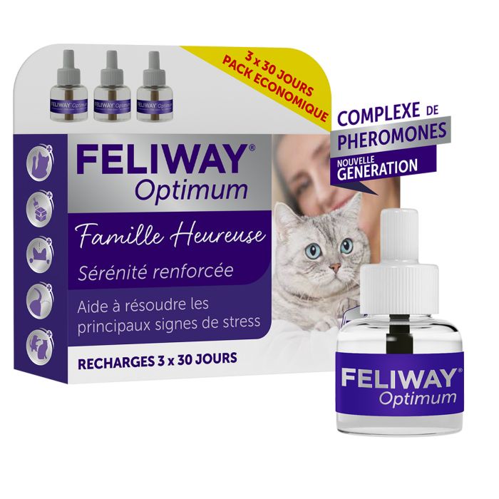 Feliway Optimum Recharge 3-pack 3x48ml - Anxiété-Stress Chat