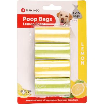 Flamingo Sacs Ramasse Crottes Lemon 4x15pcs pour Chien