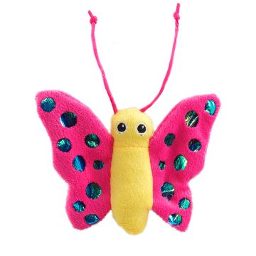 Magic Cat Papillon En Peluche Pailleté Avec De L'herbe À Chat - 13cm