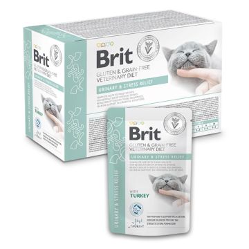 Brit Vet Diet Urinary & Stress Relief Natvoer in Vershoudzakjes voor Katten 12x85g