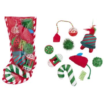 Tom&Co Kerstspeelgoed voor Katten Set Rood/groen 26cm