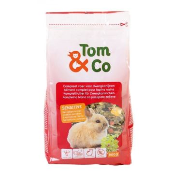 Tom&Co Aliment Complet Sensitive Lapin Nain 800g