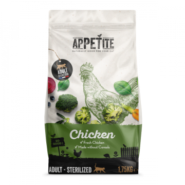 Appetite Brokken Graanvrije Gesteriliseerd Met Kip Kat (adult) 1,75kg