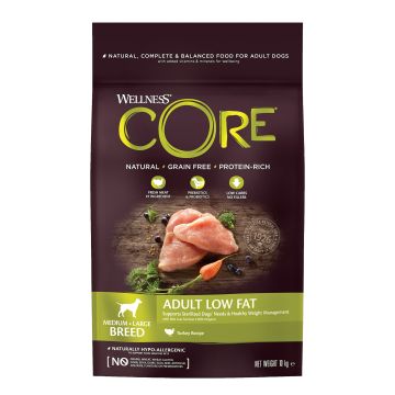 Wellness Core Grain Free Adult Low Fat Dinde Medium/large Breed 10kg