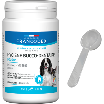 Francodex Hygiène Bucco-Dentaire Poudre pour Chiens et Chats 150g