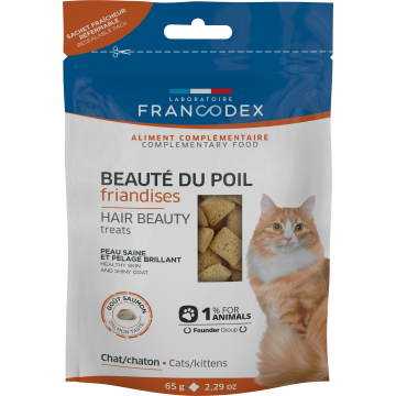 Francodex Beauté Du Poil Friandises au Saumon pour Chats et Chatons 65g