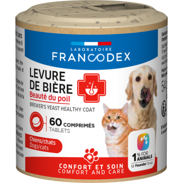 Francodex Levure de Bière Beauté du Poil pour Chiens et Chats 60 Comprimés