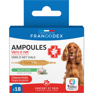 Francodex Vers O Net Ampoules pour Chiens et Chiots 18 pi&egrave;ces
