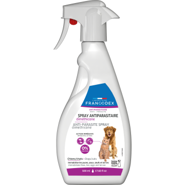 Francodex Spray Antiparasitaire en Diméthicone pour Chien et Chats 500ml