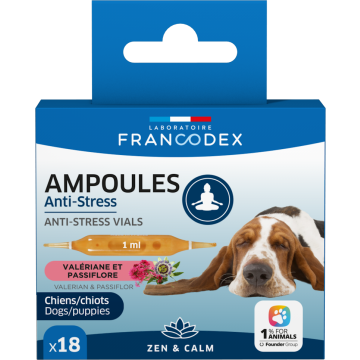 Francodex Anti-Stress Ampoules pour Chiens et Chiots 18 pièces