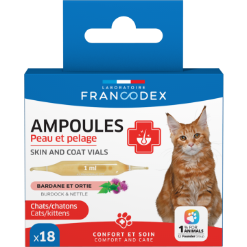 Francodex Peau et Pelage Ampoules pour Chat et Chatons 18 pièces