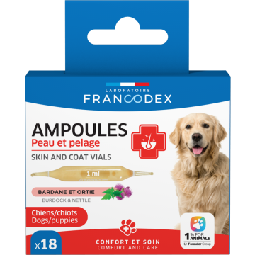 Francodex Peau et Pelage Ampoules pour Chiens et Chiots 18 pi&egrave;ces