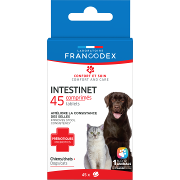 Francodex Intestinet Comprimés pour Améliorer la Consistance des Selles des Chiens et Chats 45 Comprimés