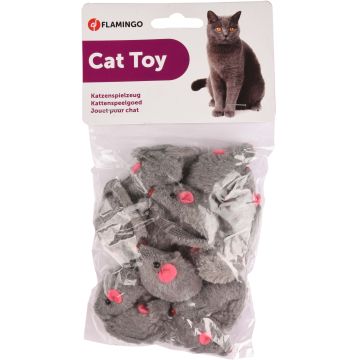 Jouet chat Souris A Poil Court 5cm Gris 12pcs.