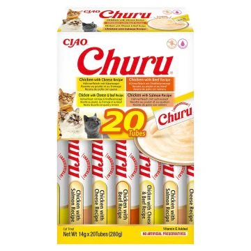 Inaba Churu Mix Snack pour Chats Mix Multipack avec Poulet et Bœuf 20x14g