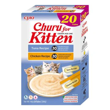 Inaba Ciao Churu Purée pour Chatons au Poulet et au Thon 20x14g