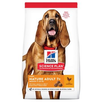 Hill's Science Plan Mature Adult Light croquettes pour chien sénior medium au poulet