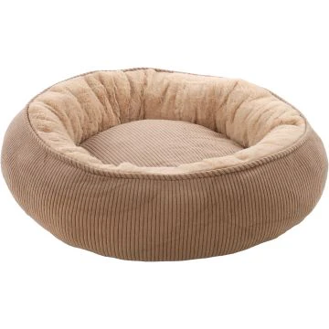 Flamingo Panier Colette Rond + Fermeture Eclair Taupe 46x46x17cm Chien/Chat