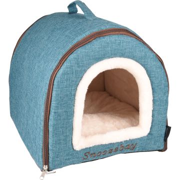 Panier Snoozebay Maison + Fermeture Eclair Bleu 45x35x35cm
