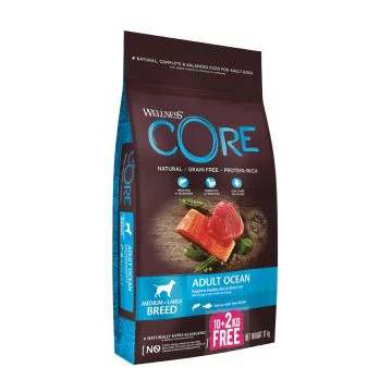 Wellness Core Adult Ocean Croquettes pour Chiens Moyens et Larges Sac Promo 10+2kg