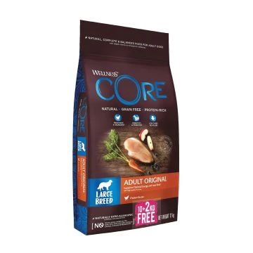 Wellness Core Croquettes pour Chiens Adults Larges Sac Promo 10+2kg