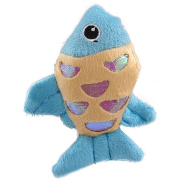 Magic Cat Poisson En Peluche Pailleté Avec De L'herbe À Chat - 10cm