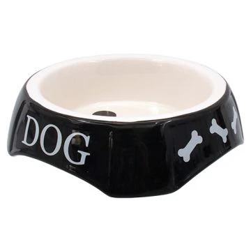 Dog Fantasy Keramische Bol - Zwart Met Print Dog - 18.5x5.5cm