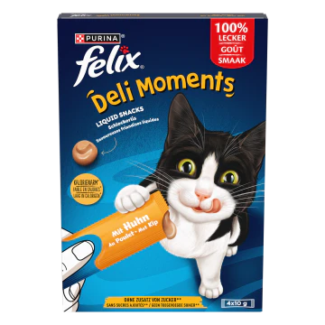 FELIX&reg; Deli Moments&trade; Vloeibare Lekkernijen voor Katten met Kip 4 x 10 g