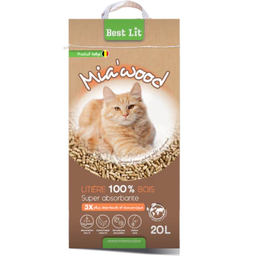 Best Lit Miawood 100% Liti&egrave;re De Bois pour Chat 20L