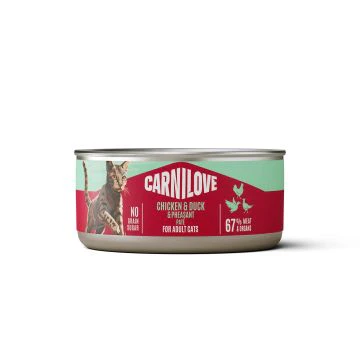 Carnilove Natvoer voor Katten met Kip, Eend en Fazant 12x100g