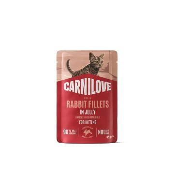 Carnilove Nourriture Humide pour Chatons au Lapin Enrichi et Souci en gelée 24x85g