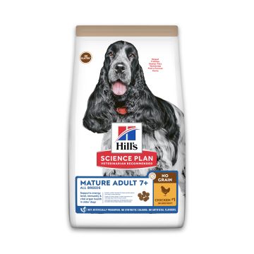 Hill's Science Plan Mature No Grain Croquettes Sans Céréales Pour Chien Sénior Au Poulet - 14Kg