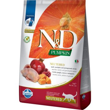 N&D Potiron Neutered Caille et Grenade Croquettes pour Chats